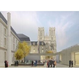 Vue futur musée des Beaux-Arts de Reims (accueil et cathédrale)