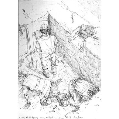 Croquis de fouilles de Benoît Blary - Cave Gallo-romaine
