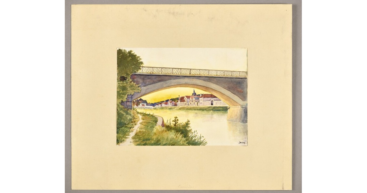 Pont sur le canal et village de Cumières, JAMS Portail officiel des