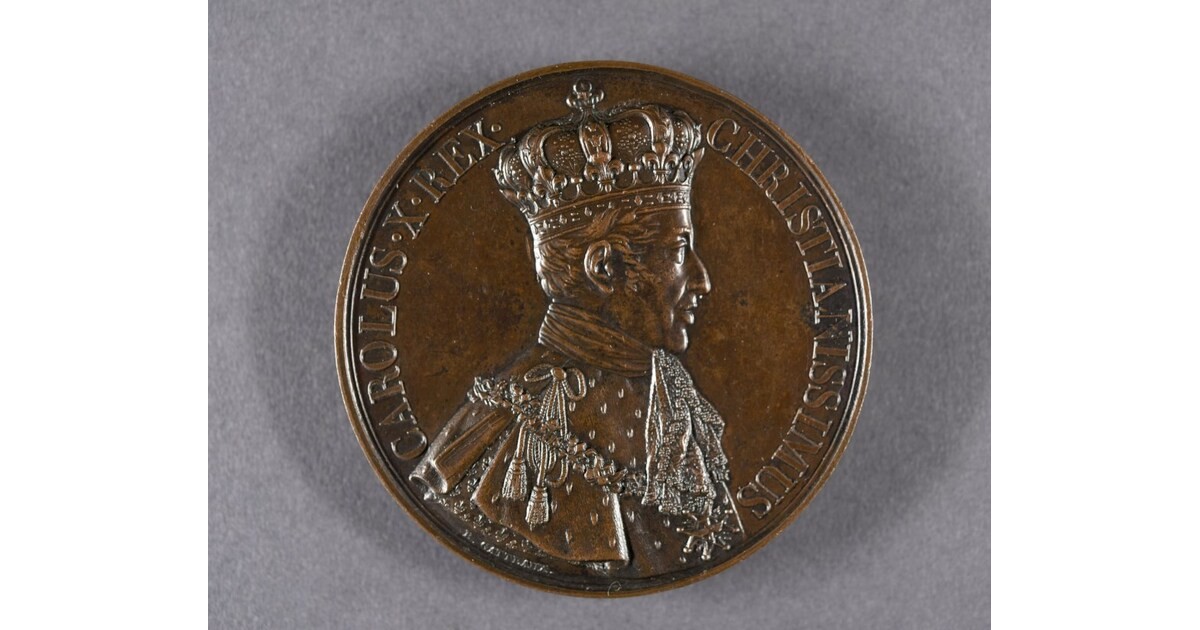 Médaille Sacre De Charles X - Gatteaux 1825 - Reims, Carolus X Rex - Bronze, Authentique