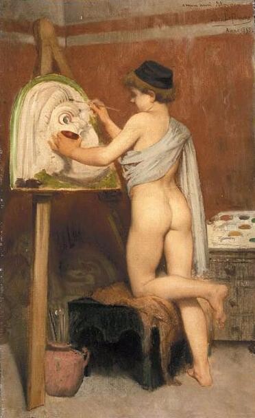 Fig. 4 : « Jeune homme peignant un masque scénique »