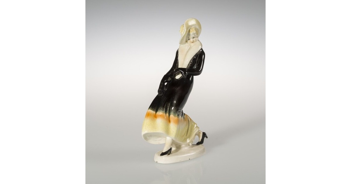 Figurine D'une Femme élégante - Plastique Peint, Française, Personnage Civil - Occasion