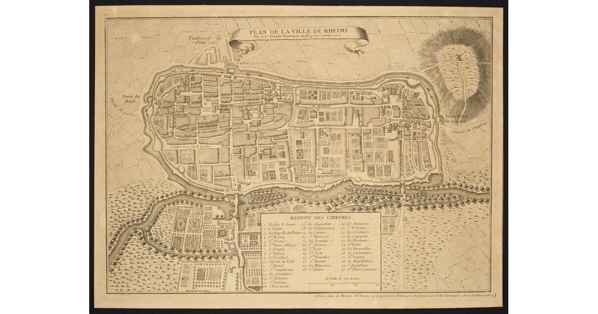Plan de la Ville de Rheims par le Sr. Daudet Géographe du Roy, le 1er ...