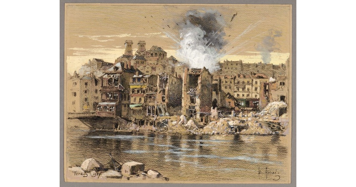 Appay La Ville de Verdun bombardée, APPAY - Portail officiel des Musées de Reims