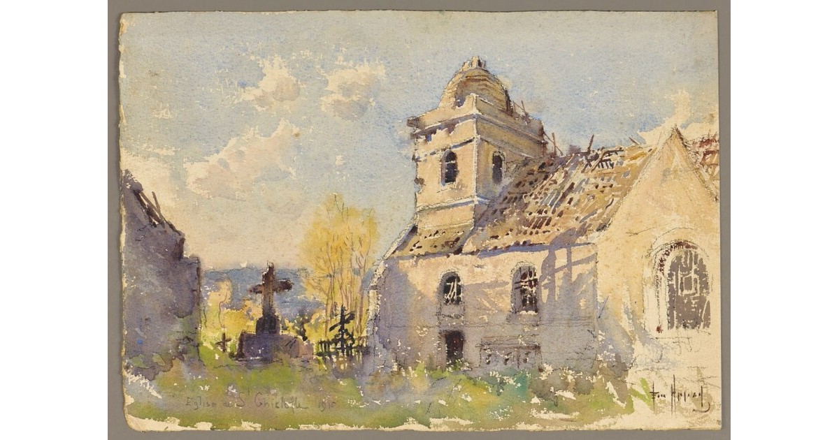 Appay Église en ruines (recto) ; Cour de ferme (verso), APPAY - Portail ...